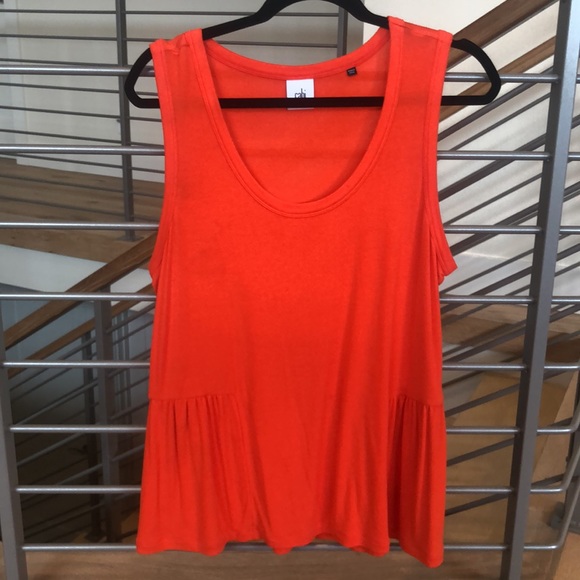 Cabi Style #5402 Red Orange Tee Shirt Tank Beautiful with gathering around sides - Picture 9 of 9